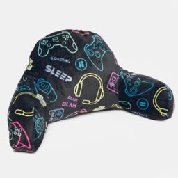 OHS Kids Gaming Cushion Bed Pillow Reading Gamer Support Arms Lumbar Chair in Black - thumbnail 4