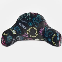 OHS Kids Gaming Cushion Bed Pillow Reading Gamer Support Arms Lumbar Chair in Black - thumbnail 5