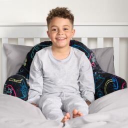 OHS Kids Gaming Cushion Bed Pillow Reading Gamer Support Arms Lumbar Chair in Black - thumbnail 3