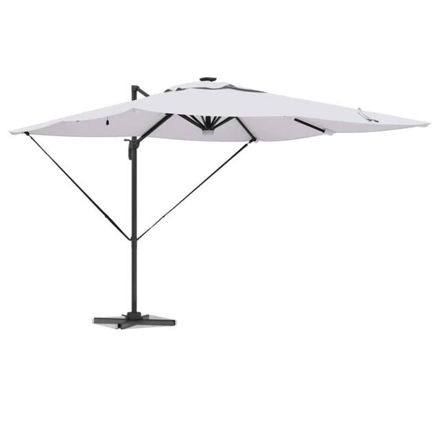 Berkfield Home Modern Cantilever Roma Parasol with LEDs Sand 286x285x270 cm Aluminium in White - Size: 286 x 285 x 270 cm - image 1