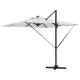 Berkfield Home Modern Cantilever Roma Parasol with LEDs Sand 286x285x270 cm Aluminium in White - Size: 286 x 285 x 270 cm - thumbnail 8