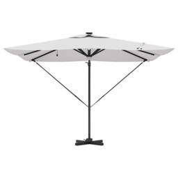 Berkfield Home Modern Cantilever Roma Parasol with LEDs Sand 286x285x270 cm Aluminium in White - Size: 286 x 285 x 270 cm - thumbnail 6