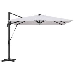 Berkfield Home Modern Cantilever Roma Parasol with LEDs Sand 286x285x270 cm Aluminium in White - Size: 286 x 285 x 270 cm - thumbnail 7