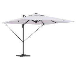 Berkfield Home Modern Cantilever Roma Parasol with LEDs Sand 286x285x270 cm Aluminium in White - Size: 286 x 285 x 270 cm - thumbnail 1