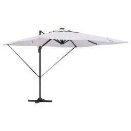 Berkfield Home Modern Cantilever Roma Parasol with LEDs Sand 286x285x270 cm Aluminium in White - Size: 286 x 285 x 270 cm - thumbnail 3