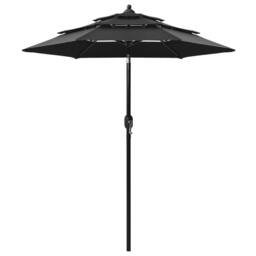 Berkfield Home 3-Tier Parasol with Aluminium Pole Black 2 m - thumbnail 2