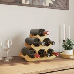 Berkfield Home Wine Rack for 6 Bottles 35x18x25.5 cm Bamboo in Brown - thumbnail 2