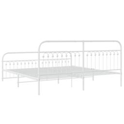 Berkfield Home Metal Bed Frame without Mattress with Footboard White 193x203cm - Size: 193x203 cm - thumbnail 6