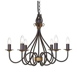 Windermere 6 Light Chandelier Rust Gold Finish E14