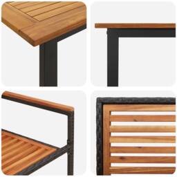 Berkfield Home 7 Piece Garden Dining Set Black Poly Rattan Acacia - thumbnail 9