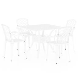Berkfield Home 5 Piece Bistro Set Cast Aluminium White - thumbnail 2