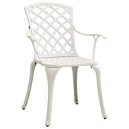 Berkfield Home 5 Piece Bistro Set Cast Aluminium White - thumbnail 4