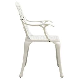 Berkfield Home 5 Piece Bistro Set Cast Aluminium White - thumbnail 6
