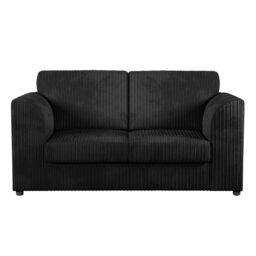 Furnishings For Less UK Luxor Jumbo Cord 2 + 1 + 1 Fabric 3 Piece Sofa Suite - Fullback in Black - thumbnail 2