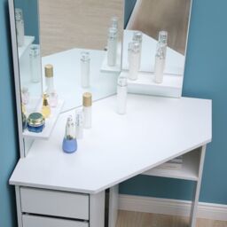 KOSY KOALA Corner Dressing Table Makeup Vanity Table With 3 Mirrors 5 drawers in White - thumbnail 6