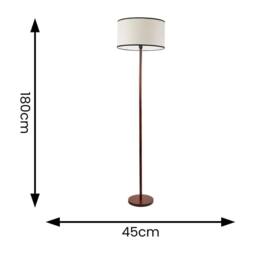ValueLights Heather Dark Wood Single Stem Floor Lamp with Natural Drum Lamp Shade in Black - thumbnail 3