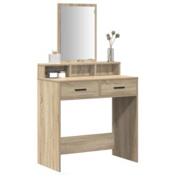 Berkfield Home Dressing Table with Drawers in Sonoma Oak - 79x41x140 cm in Beige - Size: 79 x 41 x 140 cm - thumbnail 3