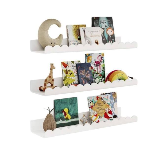 KORVIXA 3x Nursery Children Room White Floating Shelves - Size: 100 cm - image 1