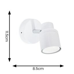 ValueLights Benton Single Adjustable Spotlight IP44 Rated Bathroom Wall Light in White - thumbnail 4