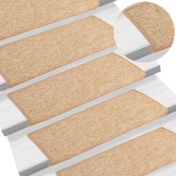 Berkfield Home Stair Mats Self-adhesive 15 pcs Light Brown 65x21x4 cm - Size: Medium - thumbnail 1