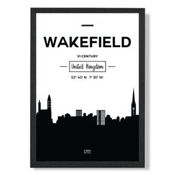 ARTZE Wakefield Black & White City Skyline Framed Print SIZE: A4 with Black Frame - Size: A3 - thumbnail 1