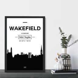 ARTZE Wakefield Black & White City Skyline Framed Print SIZE: A4 with Black Frame - Size: A3 - thumbnail 2