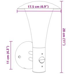 Berkfield Home Outdoor Wall Light with Sensor Black Stainless Steel - thumbnail 7