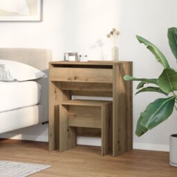 Berkfield Home Dressing Table with Mirror Artisan Oak Engineered Wood in Brown - thumbnail 4