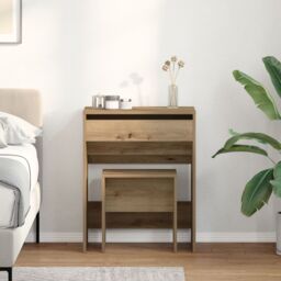 Berkfield Home Dressing Table with Mirror Artisan Oak Engineered Wood in Brown