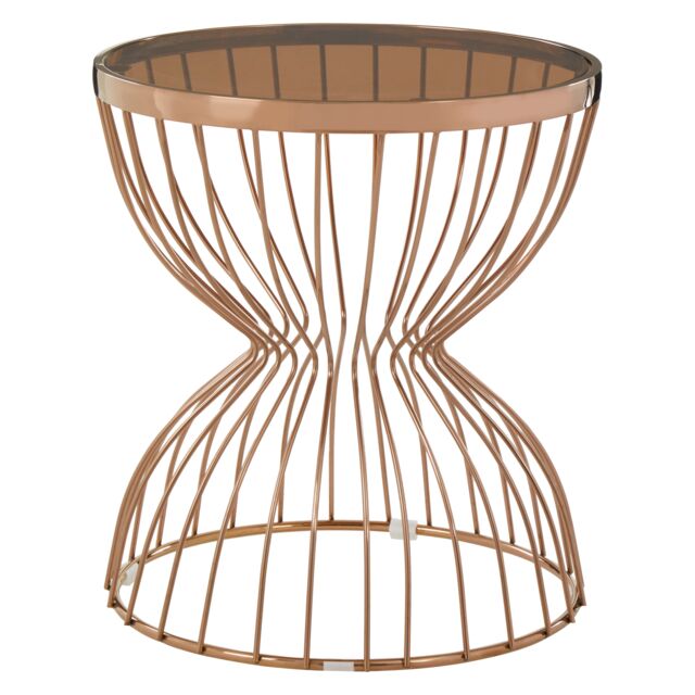 Orsina Rose Gold Side Table, Modern Design Hourglass Bedside Table, Contemporary Side Table with Gold Finish Base - image 1