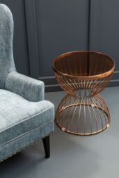 Orsina Rose Gold Side Table, Modern Design Hourglass Bedside Table, Contemporary Side Table with Gold Finish Base - thumbnail 2