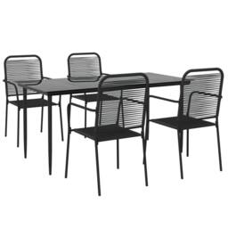 Berkfield Home 5 Piece Garden Dining Set Black Cotton Rope & Steel - thumbnail 3