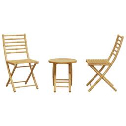 Berkfield Home Beautiful 3 Piece Bistro Set Bamboo in Brown - thumbnail 4