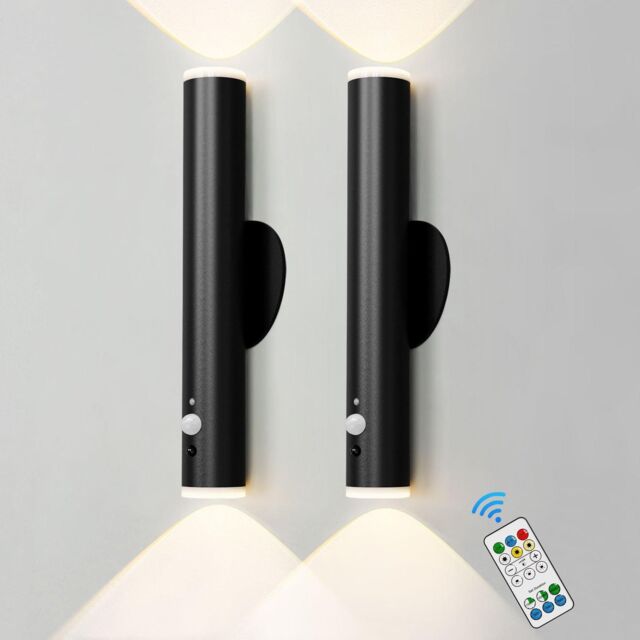 Harper Living Set of 2 Battery Operated Wall Light, Dimmable & Colour Changing Wall Sconces, Black - image 1