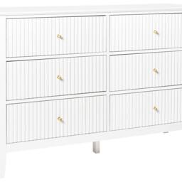 Wyld and Coco 6-Drawer Chest White MDF with Gold Handles - thumbnail 2