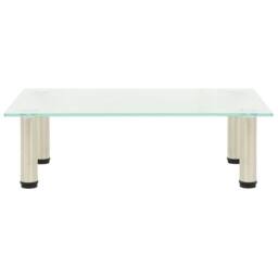 Berkfield Home TV Stand Frosted 60x35x17 cm Tempered Glass in Clear - Size: 60 x 35 x 17 cm