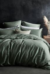 Lazy Linen 'Pure Washed Linen' Pillowcase Pair in Green