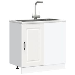 Berkfield Home Kitchen Base Cabinet Kalmar White Engineered Wood - thumbnail 4