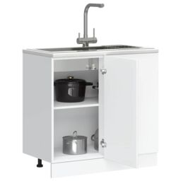 Berkfield Home Kitchen Base Cabinet Kalmar White Engineered Wood - thumbnail 1