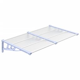 Berkfield Home Door Canopy Grey & Transparent 152.5x90 cm Polycarbonate in Clear - thumbnail 2