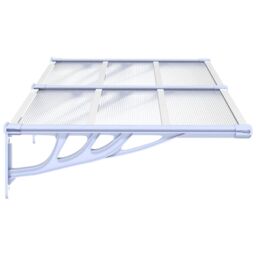 Berkfield Home Door Canopy Grey & Transparent 152.5x90 cm Polycarbonate in Clear - thumbnail 4