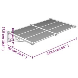 Berkfield Home Door Canopy Grey & Transparent 152.5x90 cm Polycarbonate in Clear - thumbnail 6