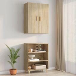 Berkfield Home Hanging Wall Cabinet Sonoma Oak 69.5x34x90 cm in Brown - thumbnail 3