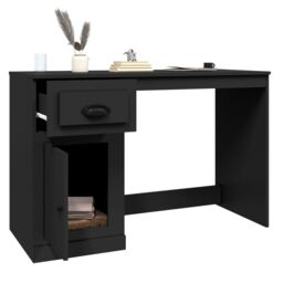 Berkfield Home Desk with Drawer Black 115x50x75 cm Engineered Wood - Size: 115 x 50 x 75 cm - thumbnail 5