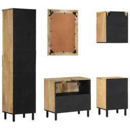 Berkfield Home 5 Piece Bathroom Furniture Set Solid Wood Mango in Brown - thumbnail 4