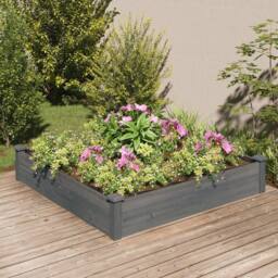 Berkfield Home Garden Raised Bed with Liner Grey 120x120x25 cm Solid Wood Fir - Size: 120 x 120 x 25 cm - thumbnail 2
