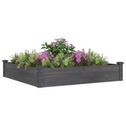 Berkfield Home Garden Raised Bed with Liner Grey 120x120x25 cm Solid Wood Fir - Size: 120 x 120 x 25 cm