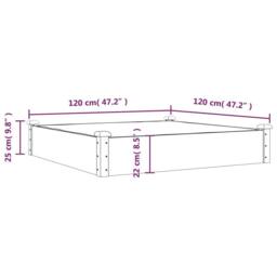 Berkfield Home Garden Raised Bed with Liner Grey 120x120x25 cm Solid Wood Fir - Size: 120 x 120 x 25 cm - thumbnail 8