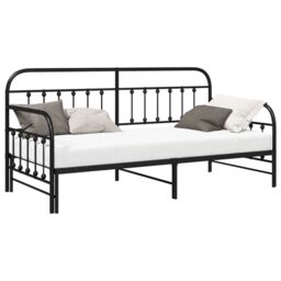 Berkfield Home Daybed Frame with Trundle Black 90x200 cm Steel - thumbnail 3