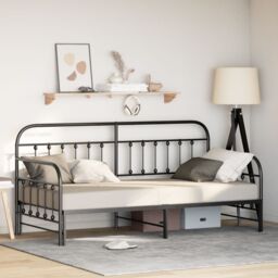 Berkfield Home Daybed Frame with Trundle Black 90x200 cm Steel - thumbnail 1